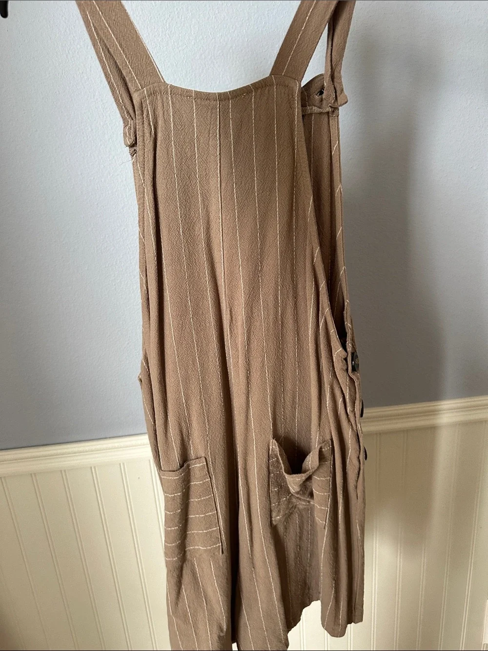 URBAN Romantics Tan Pinstripe Jumper Romper